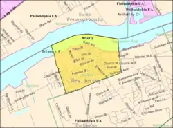 Census Bureau map of Beverly, New Jersey