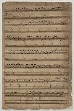 Handwritten sheet music for violin and continuo parts