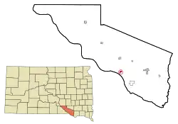 Location in Charles Mix County and the state of South Dakota