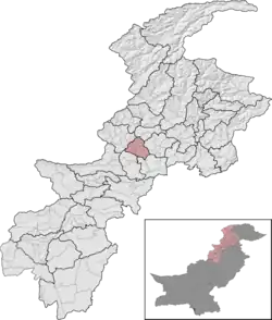 Charsadda District (red) in Khyber Pakhtunkhwa