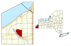 Location within Chautauqua County and New York state