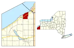 Location within Chautauqua County and New York state