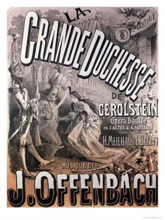 A poster to advertise a production of La Grande Duchesse de Gérolstein in 1868