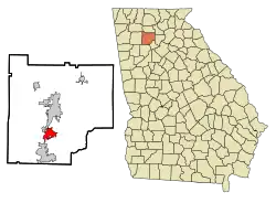 Location in Cherokee County and the state of Georgia