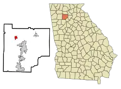Location in Cherokee County and the state of Georgia