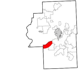 Location within Cherokee County and the state of Oklahoma