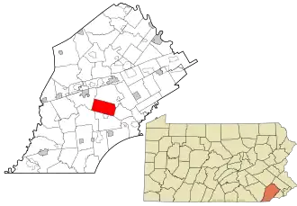 Location in Chester County and the state of Pennsylvania.