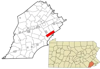 Location in Chester County and the state of Pennsylvania.