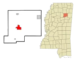 Location of Houston, Mississippi