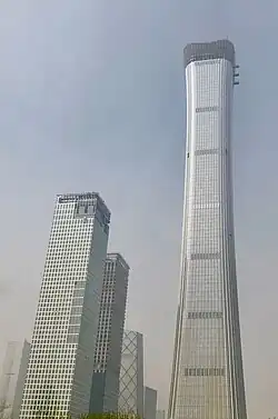 China Zun skyscraper (right) under construction in April 2018.