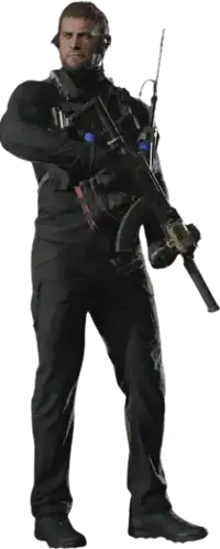 A man with a gun wearing a tactical outfit.