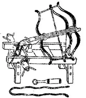 Mounted triple bow crossbow