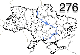 Locations of cities of district significance in Ukraine