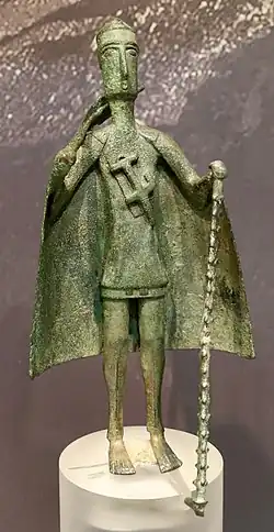 Nuragic bronze statuette from Iron Age Sardinia, currently at National Archaeological Museum, Cagliari.[9]