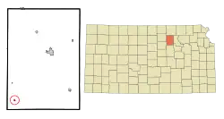 Location within Clay County and Kansas
