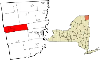 Location in Clinton County and the state of New York.