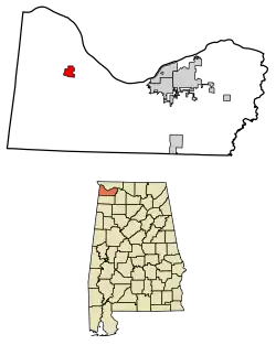 Location of Cherokee in Colbert County, Alabama.