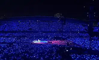 Audience view of Coldplay's Music of the Spheres World Tour in Brazil