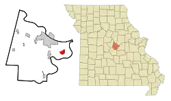 Location of Taos, Missouri
