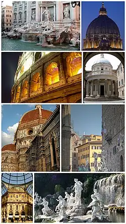 A collage of Italian architecture.
