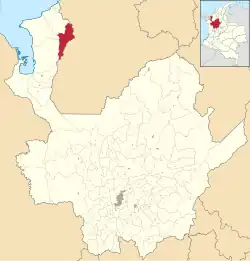 Location of the municipality and town of San Pedro de Urabá in the Antioquia Department of Colombia