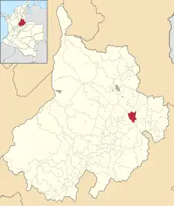 Location of the municipality and town of Cepitá in the Santander Department of Colombia