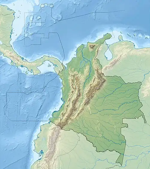 Map showing the location of Parque Natural Nacional Tayrona