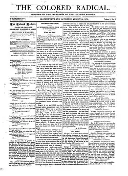 Front page of the first issue of the Colored Radical