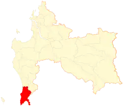 Map of the Tirúa commune in the Biobío Region