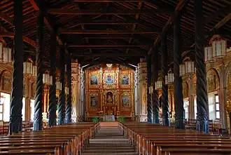 Interior of the wooden church at Concepcion, Santa Cruz, Bolivia