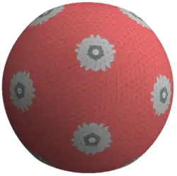 A highly divided geodesic polyhedron based on the icosahedron.