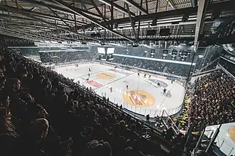Interior view of an ice hockey arena