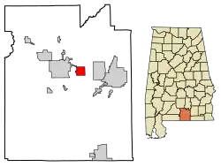 Location of Sanford in Covington County, Alabama.