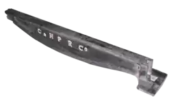 Image 2A cast iron fishbelly edge rail manufactured by Outram at the Butterley Company for the Cromford and High Peak Railway in 1831; these are smooth edge rails for wheels with flanges. (from Rail transport)