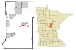 Location of Ironton within Crow Wing County, Minnesota