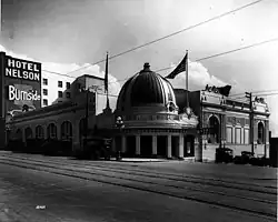 Black and white photo of the Crystal Pool