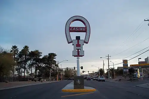 Sign from Binion's Horseshoe, marking the northern start of the Scenic Byway.[97]