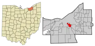 Location in Cuyahoga County and the state of Ohio.