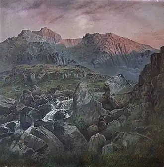 National Library of Wales: Cwm Idwal Sunset. J.T Parry