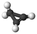 Ball and stick model of cyclopropene