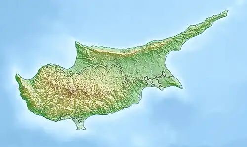 Location of Mount Kyparissovouno on the island of Cyprus