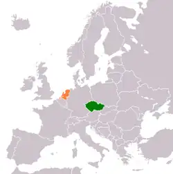 Map indicating locations of Czech Republic and Netherlands