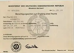 Document showing the East German state emblem, titled "Ministerrat der Deutschen Demokratischen Republik"