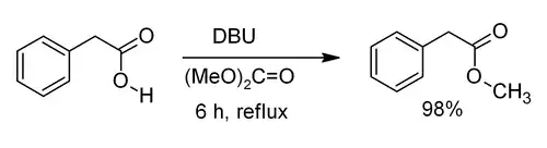 Methylation of phenylacetic acid by dimethyl carbonate promoted by DBU