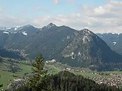 Mountain Kienberg above the roofs of Pfronten, seen from Falkenstein