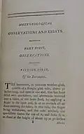 First page of "Meteorological Observations and Essays"