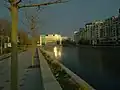 National Library and the Dâmbovița River as seen from Piața Unirii