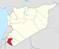 Map of Syria with Daraa highlighted
