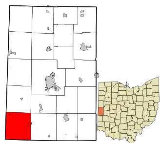 Location in Darke County and the state of Ohio.