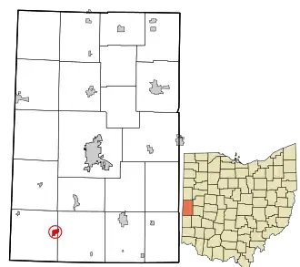 Location in Darke County and the state of Ohio.